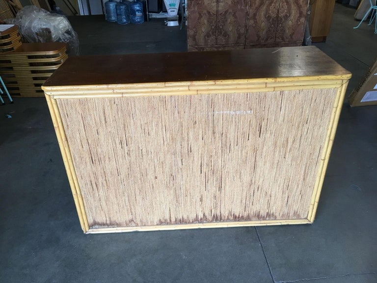Restored Stacked Rattan Sideboard W/ Mahogany Top - 9