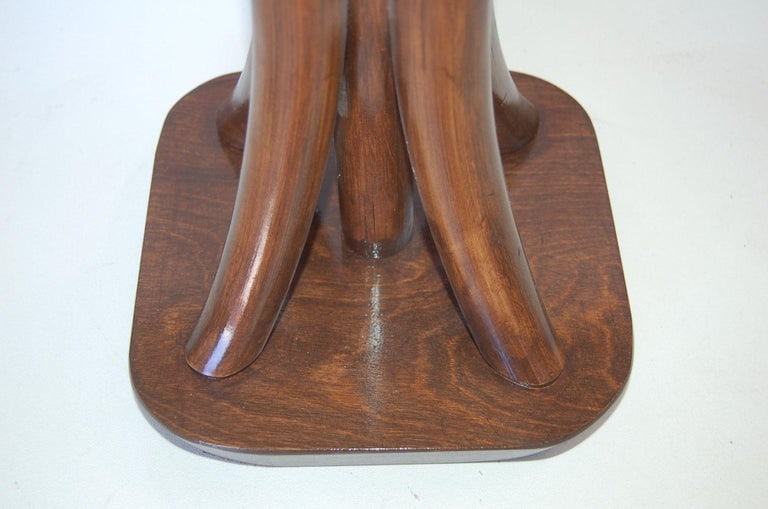 Restored 4-Strand Rattan Bent Pole Table Lamp on Mahogany Base - 7