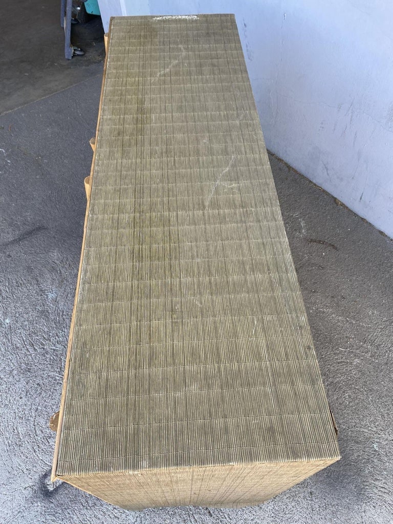 Restored Vintage 1950s Teak and Rice Mat "V" Lowboy Dresser With Rattan - 9