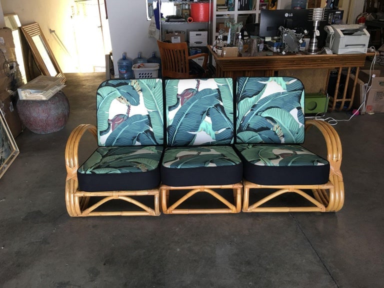 Ficks Reed Restored Three-Strand "S-Arm" Rattan Sofa & Lounge Living Room Set - 4