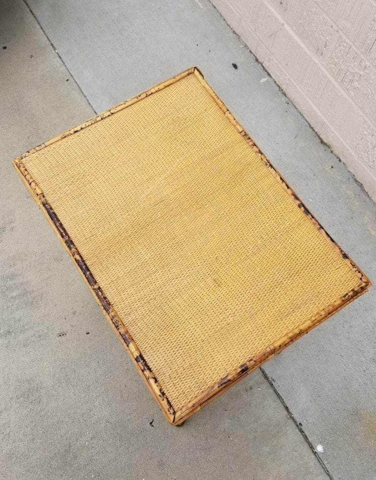 Restored Tiger Tortoise Bamboo Pedestal Side Table Storage Box - 7