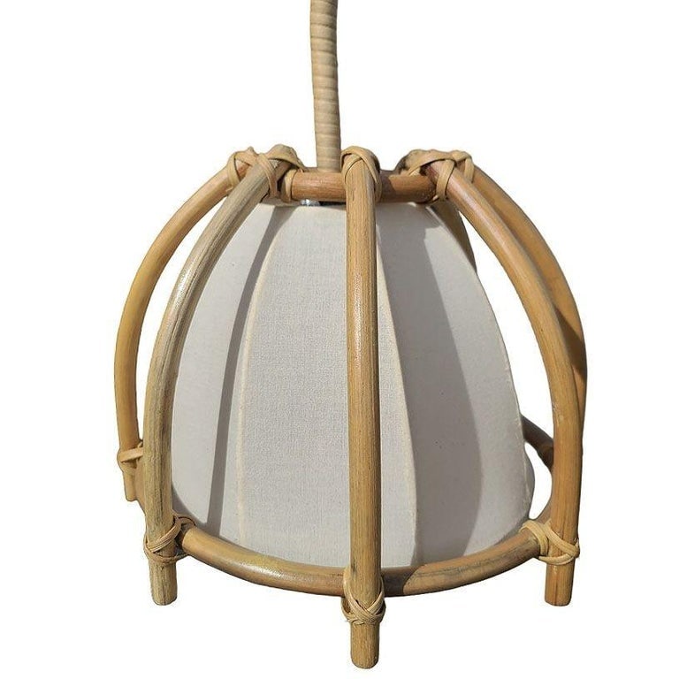 Natural Finish Rattan Skeleton Shade Wall Sconce, Pair - 7