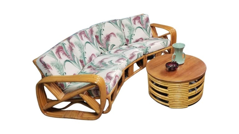 Ficks Reed Restored Rattan Livingroom Set - Corner Sofa, Coffee & Side Table - 3