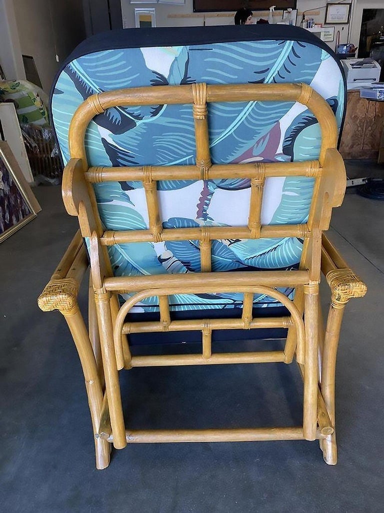 Restored "40s Transition" 2-Strand Adjustable Back Rattan Lounge Chair, Pair - 6