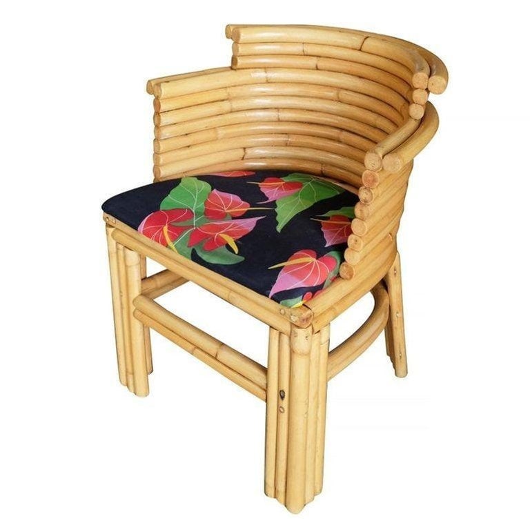 Restored Streamlined Art Deco Stacked Rattan Dining Side Chair, Set of Four - 3