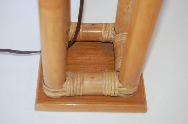 Restored Mid-Century Box Frame Rattan Table Lamp - 5