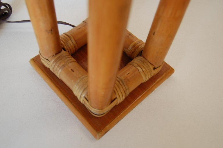Restored Mid-Century Box Frame Rattan Table Lamp - 6