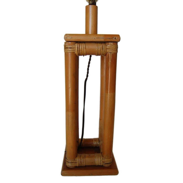 Restored Mid-Century Box Frame Rattan Table Lamp - 8