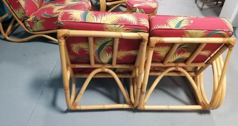 Restored Rattan 3-strand 3/4 Pretzel Arm Sofa and Settee Livingroom Set - 5