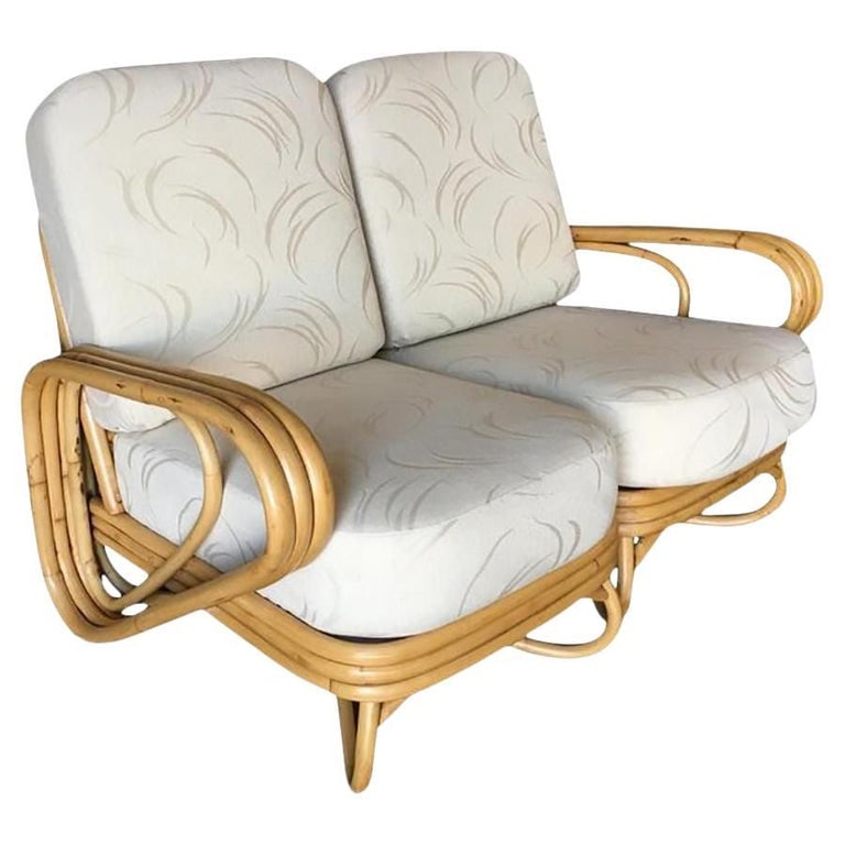Restored "Triple Triangle" 3-strand Sectional Settee W/ Arched Base - 2
