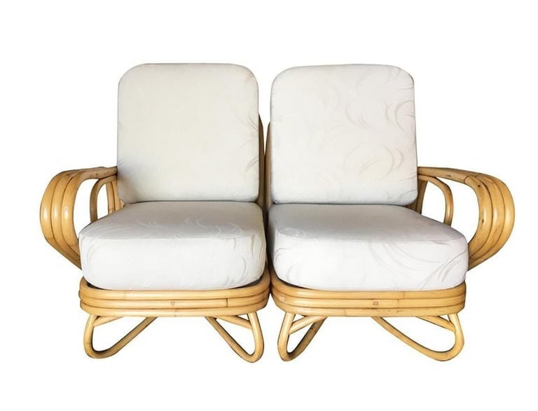Restored "Triple Triangle" 3-strand Sectional Settee W/ Arched Base - 3