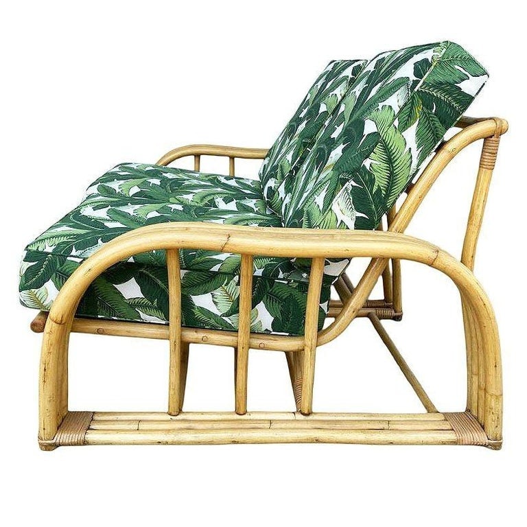 Restored Rattan 3-Strand Sectional Settee Sofa by Paul Laszlo for Ficks Reed - 5