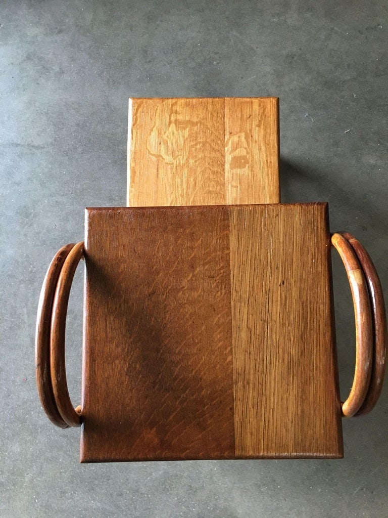 Restored Rattan Tear Drop Rattan Table W/ Mahogany Tops - 9
