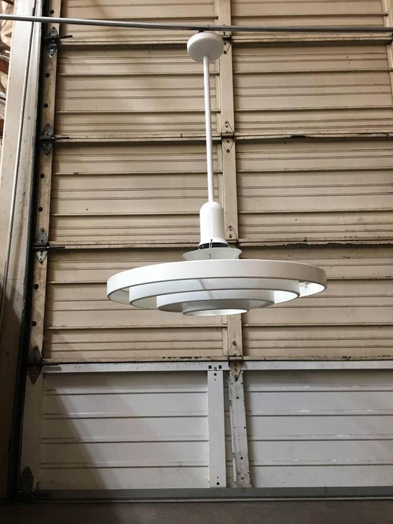 Mid-century "Saturn" Ceiling Steel 20" Pendant by Kurt Versen - 4