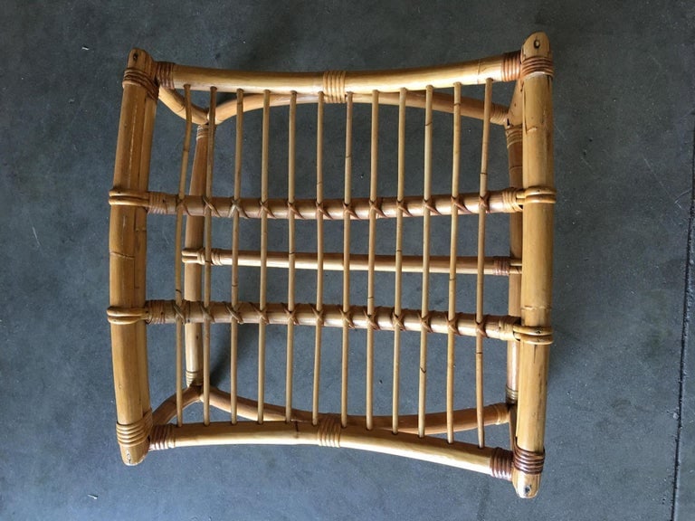 Restored Two-Strand Slope Seat Rattan Chaise Lounge With Ottoman - 12