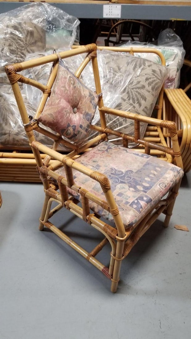 Restored Rattan Chippendale Style Dining Chairs with Diamond Back, Set of 7 - 10
