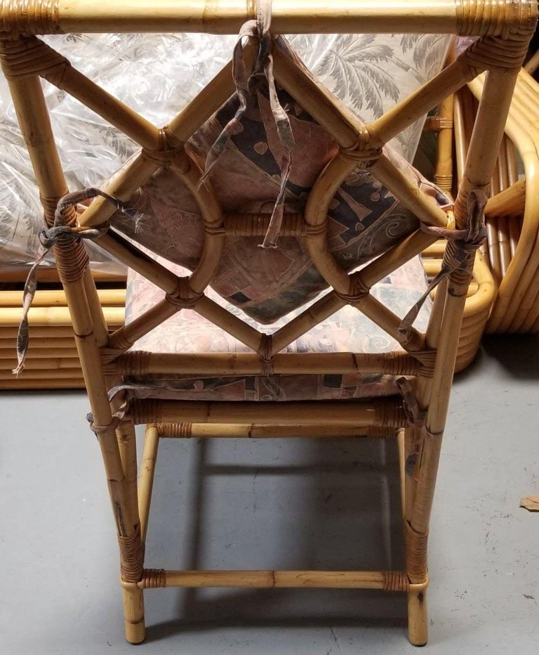 Restored Rattan Chippendale Style Dining Chairs with Diamond Back, Set of 7 - 11