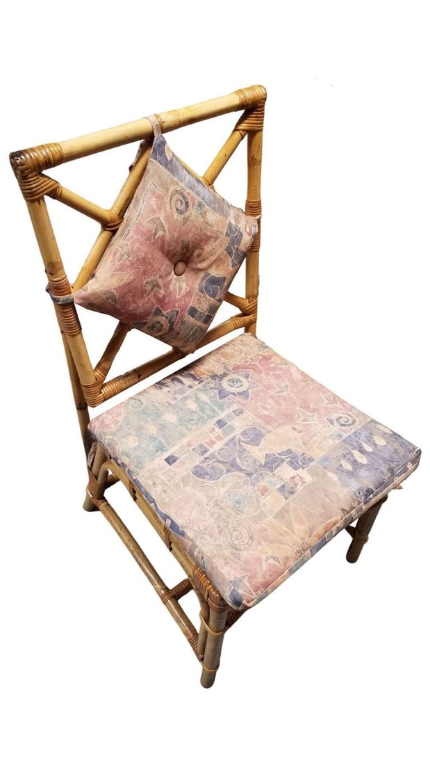 Restored Rattan Chippendale Style Dining Chairs with Diamond Back, Set of 7 - 4