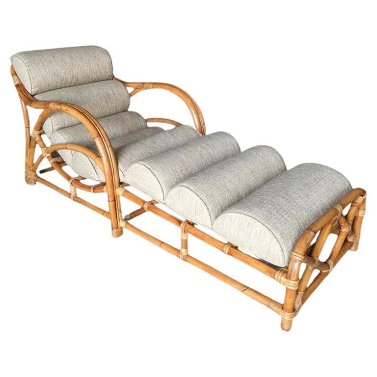 Restored Two-Strand "1940s Transition" Rattan Chaise Lounge (1 of 9)