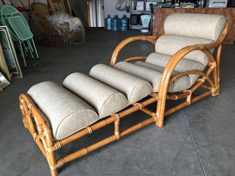 Restored Two-Strand "1940s Transition" Rattan Chaise Lounge - 3