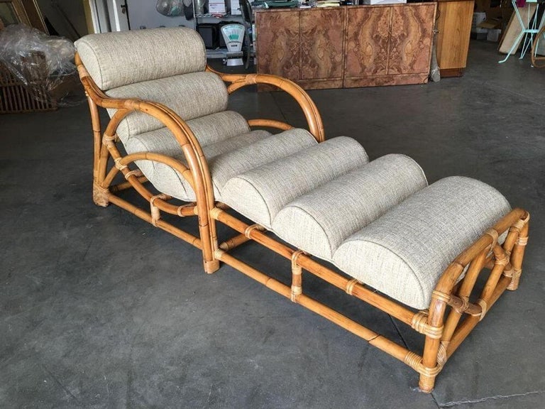Restored Two-Strand "1940s Transition" Rattan Chaise Lounge - 5