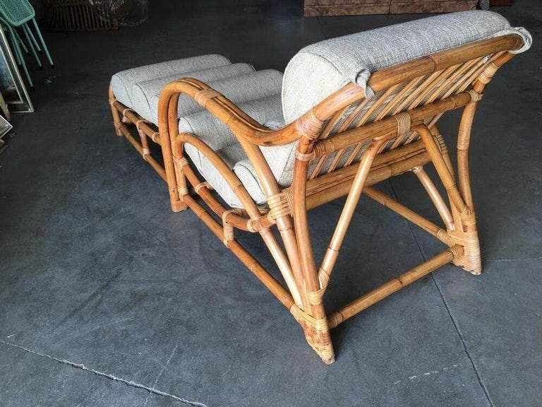 Restored Two-Strand "1940s Transition" Rattan Chaise Lounge - 7