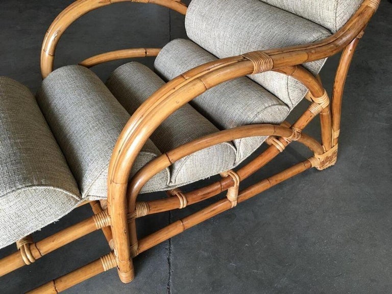 Restored Two-Strand "1940s Transition" Rattan Chaise Lounge - 9