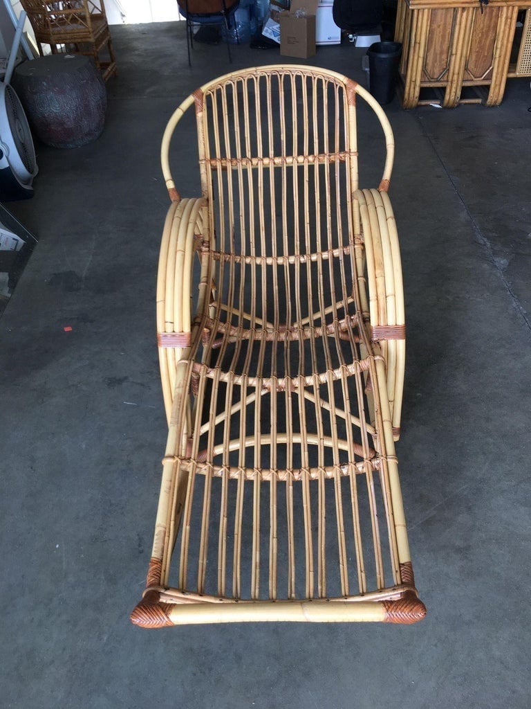 Restored Stick Pencil Rattan Rocking Lounge Chair by Emerson - 5