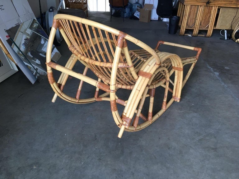 Restored Stick Pencil Rattan Rocking Lounge Chair by Emerson - 6