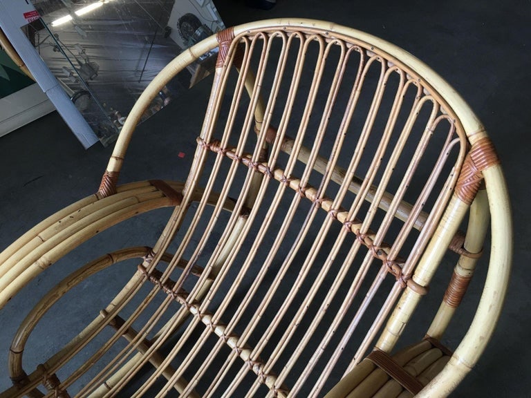 Restored Stick Pencil Rattan Rocking Lounge Chair by Emerson - 8