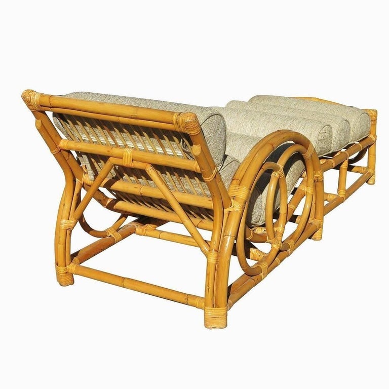 Restored 1949 Circles & Speed Arm Rattan Chaise Lounge Chair - 5