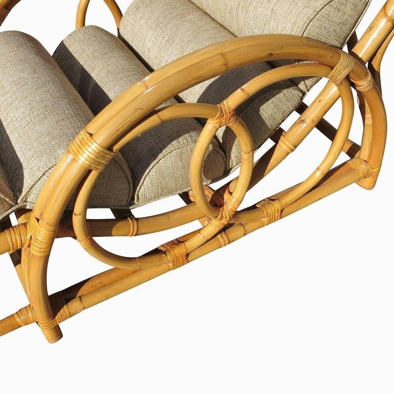 Restored 1949 Circles & Speed Arm Rattan Chaise Lounge Chair - 6