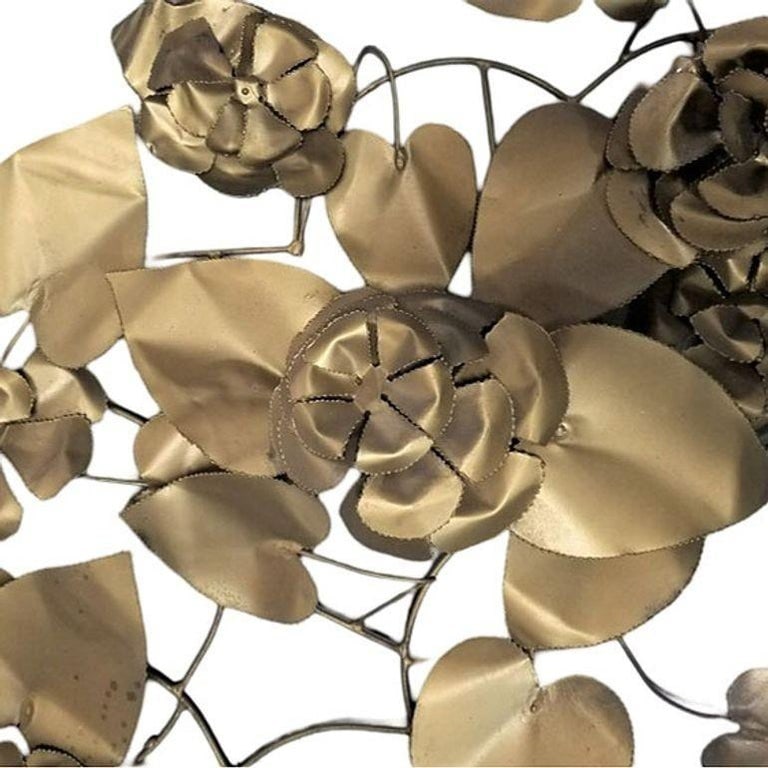 Mid-century Tole Brass Folded Metal Floral Wall Sculpture - 5