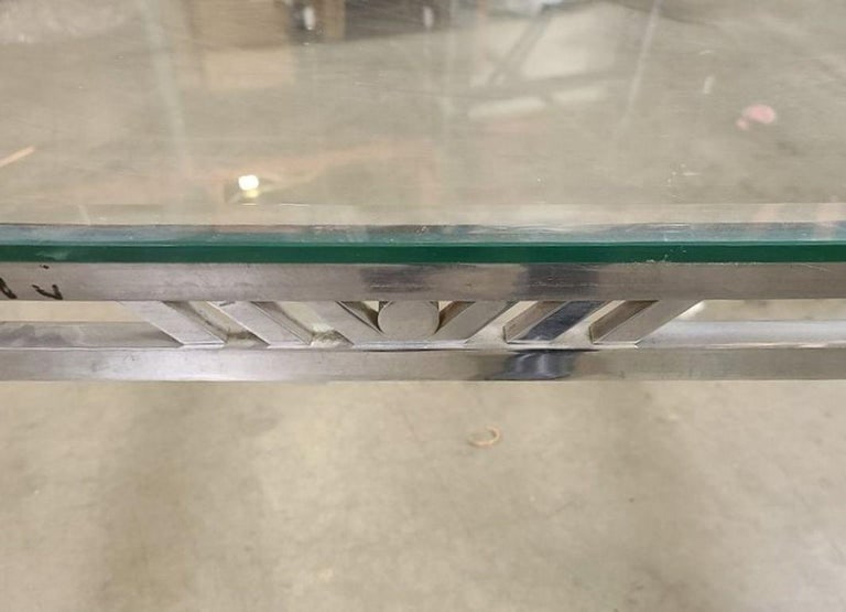 Art Deco Chromed Bronze and Glass Dining Table or Desk - 6