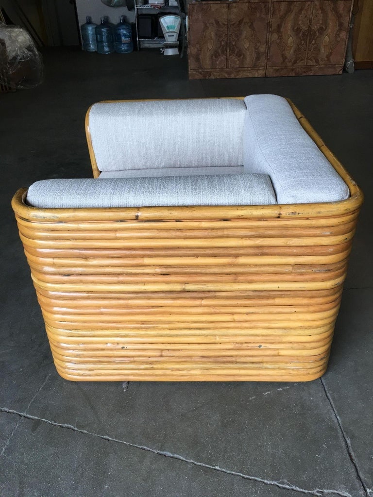 Restored Rare Full Stacked Rattan Lowboy Lounge Chair - 6