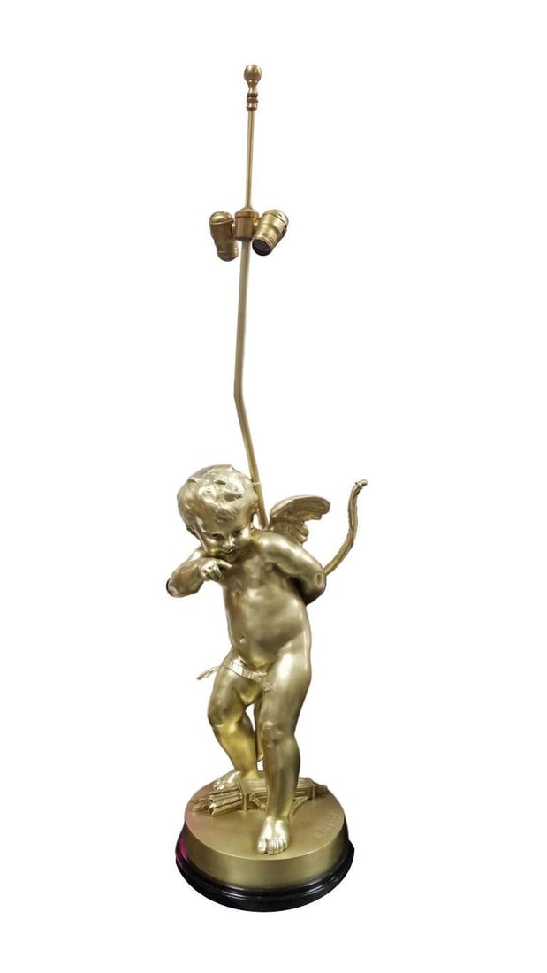 Restored Cherub Sculpture "Le Petit Malin" by Benoit Rougelet Converted Lamp - 3