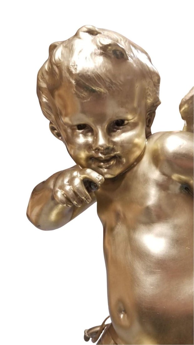 Restored Cherub Sculpture "Le Petit Malin" by Benoit Rougelet Converted Lamp - 6