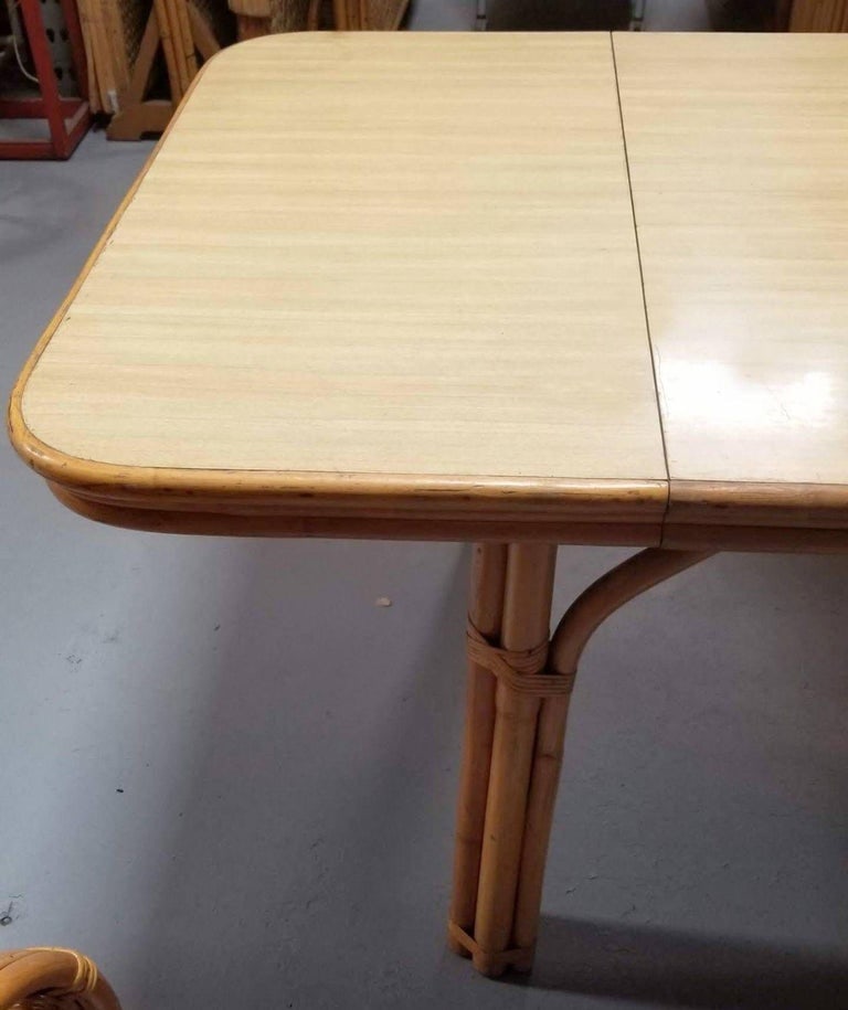 Restored 4-Strand Legs Rattan Dining Table w/ Formica Top - 4