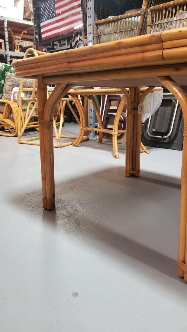Restored 4-Strand Legs Rattan Dining Table w/ Formica Top - 6