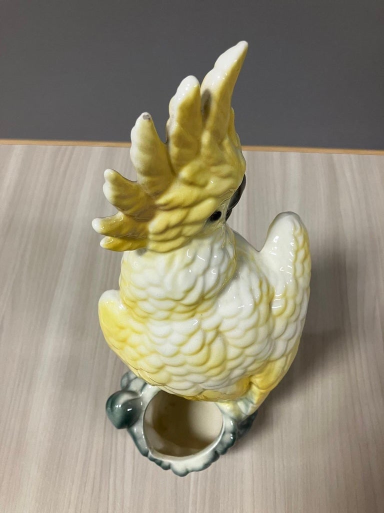 California Pottery Ceramic Tropical Cockatoo Bud Vase Statue - 12