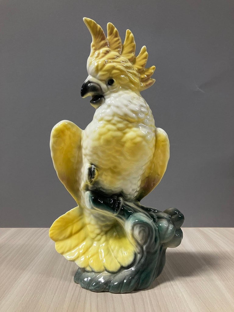 California Pottery Ceramic Tropical Cockatoo Bud Vase Statue - 3