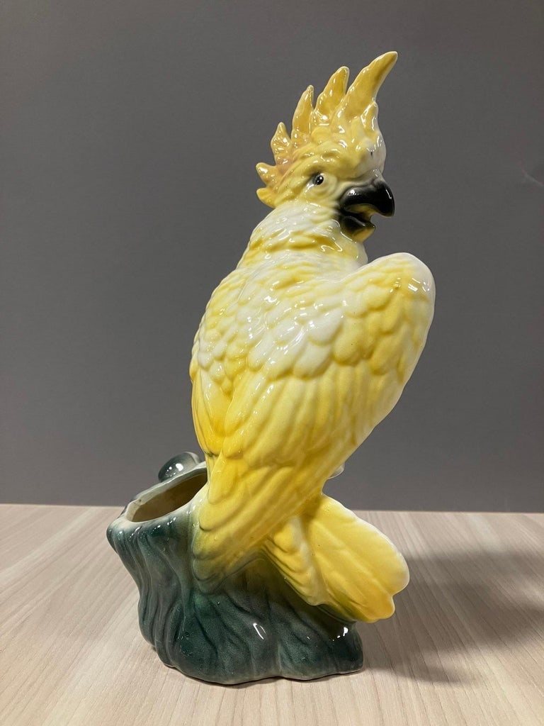 California Pottery Ceramic Tropical Cockatoo Bud Vase Statue - 5