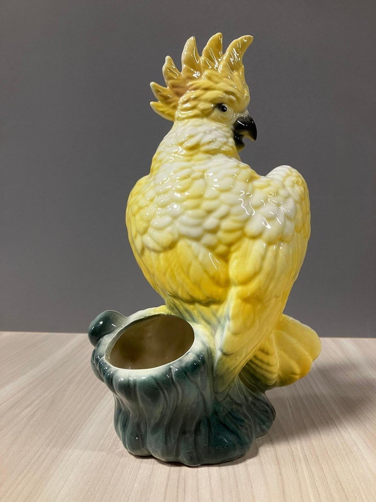 California Pottery Ceramic Tropical Cockatoo Bud Vase Statue - 6