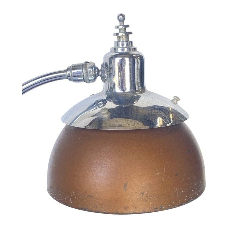 1930's Machine Age Chrome and Copper Desk Lamp - 5
