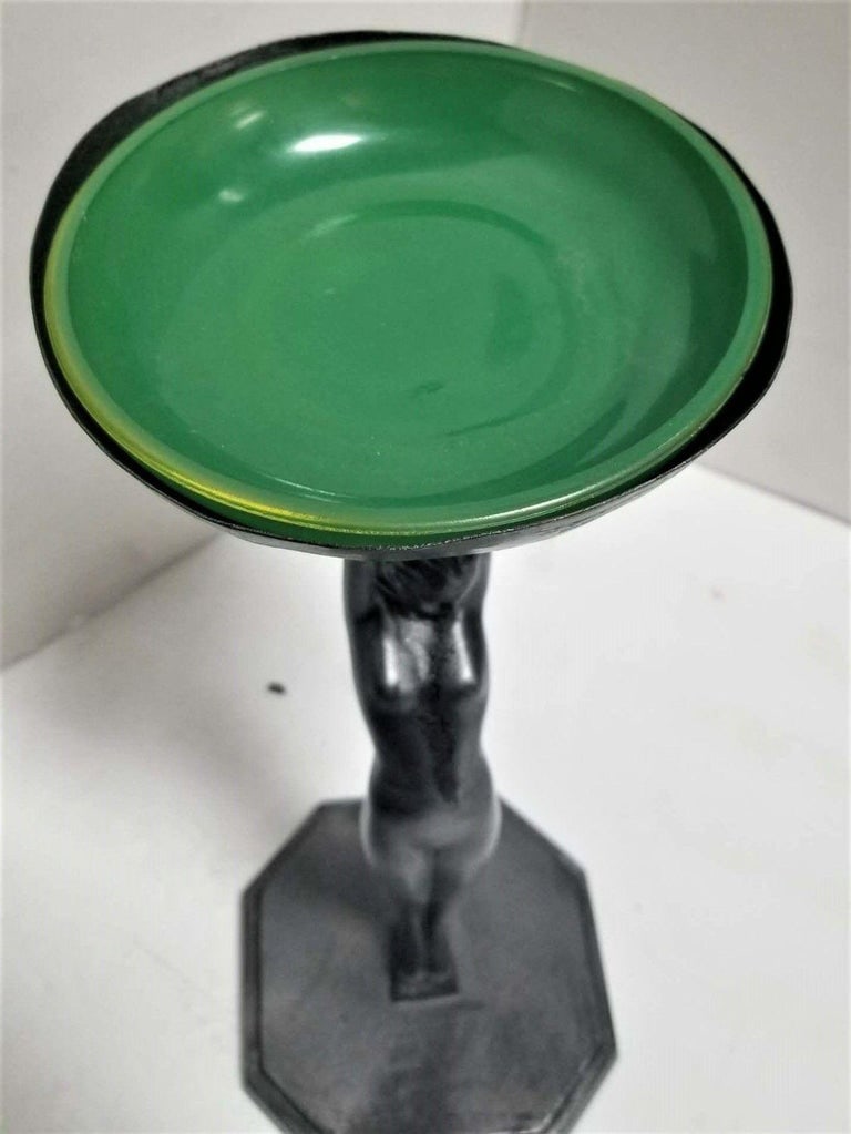 Frankart #210 Nude Female Table Top Ashtray w/ Green Glass Bowl - 3