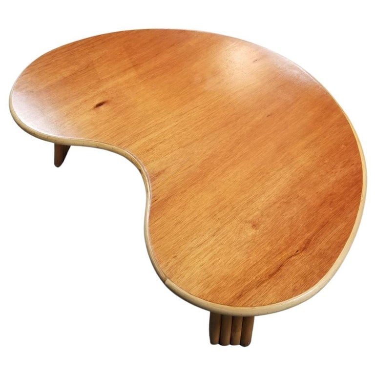 Restored Rattan and Mahogany Biomorphic Coffee Table (1 of 5)