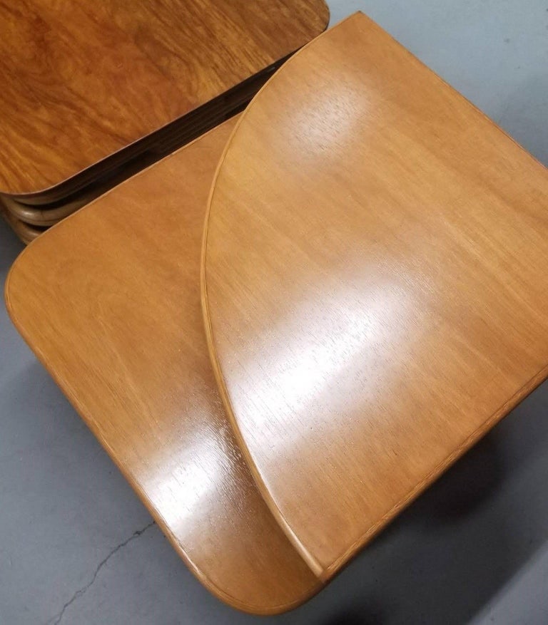 Restored Ratan and Mahogany Two-Tiered Corner Table with Stacked Rattan Base - 5