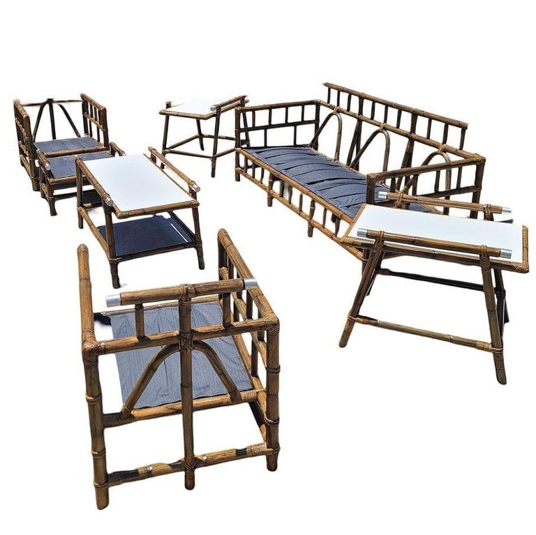 Restored 8 Piece "Far Horizon" Rattan Livingroom Set by John Wisner For Ficks - 4
