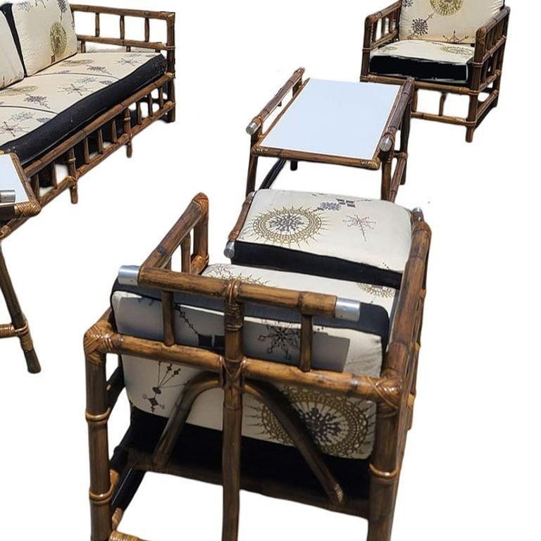 Restored 8 Piece "Far Horizon" Rattan Livingroom Set by John Wisner For Ficks - 5