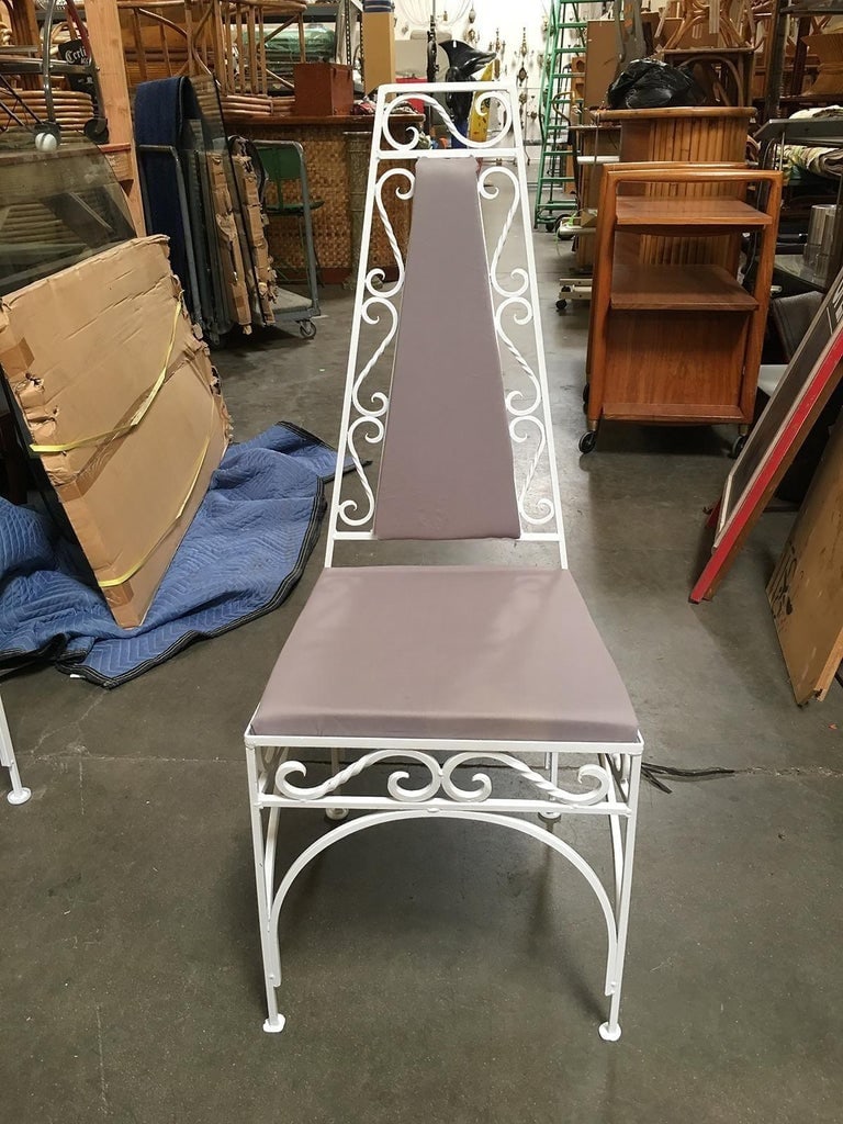Mid-Century Modernist High Back Chair with Scrolling Pattern, Set of Two - 5